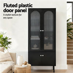 Fluted Buffet Sideboard Cabinet 5-Tier Black | HomeAndLiving