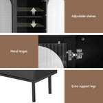 Fluted Buffet Sideboard Cabinet 5-Tier Black | HomeAndLiving