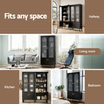 Fluted Buffet Sideboard Cabinet 5-Tier Black | HomeAndLiving