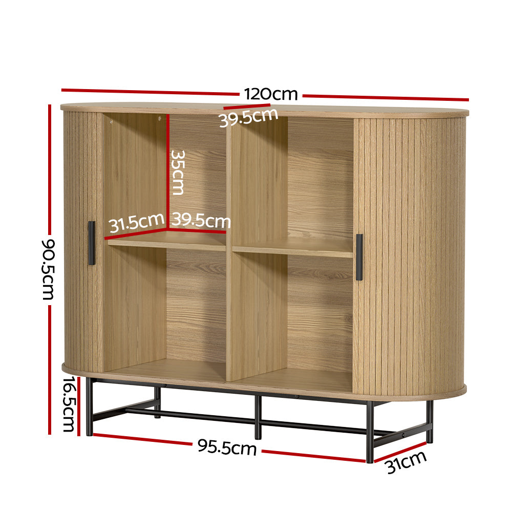 Buffet Sideboard Cupboard Cabinet Sliding Doors Pantry Storage Oak Piia