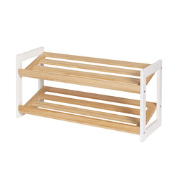 Compact White Shoe Rack - 2 Tier