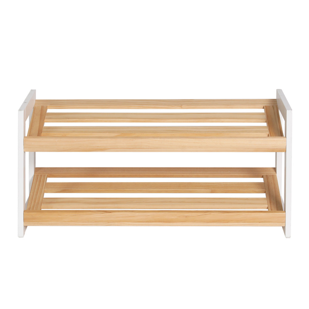 Compact White Shoe Rack - 2 Tier