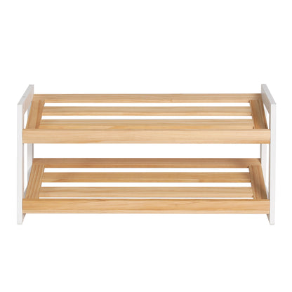 Compact White Shoe Rack - 2 Tier