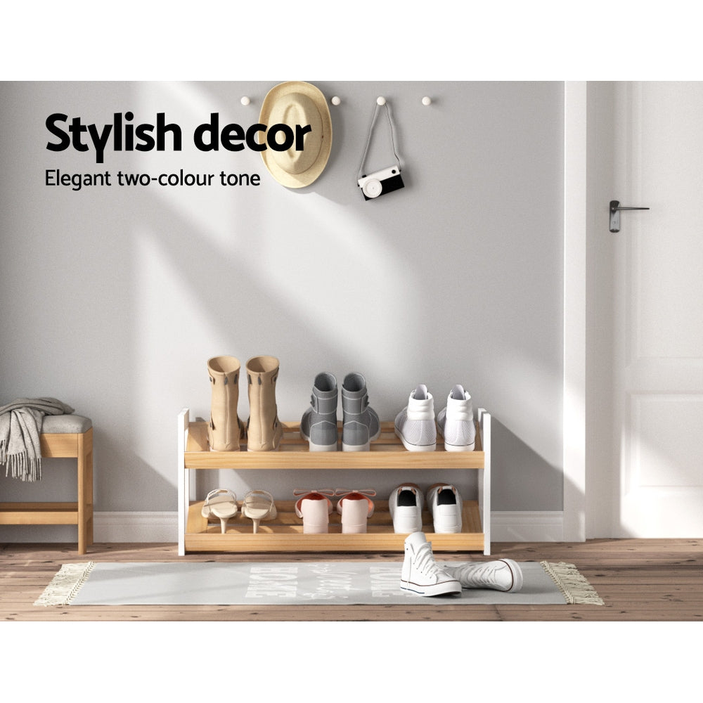 Compact White Shoe Rack - 2 Tier