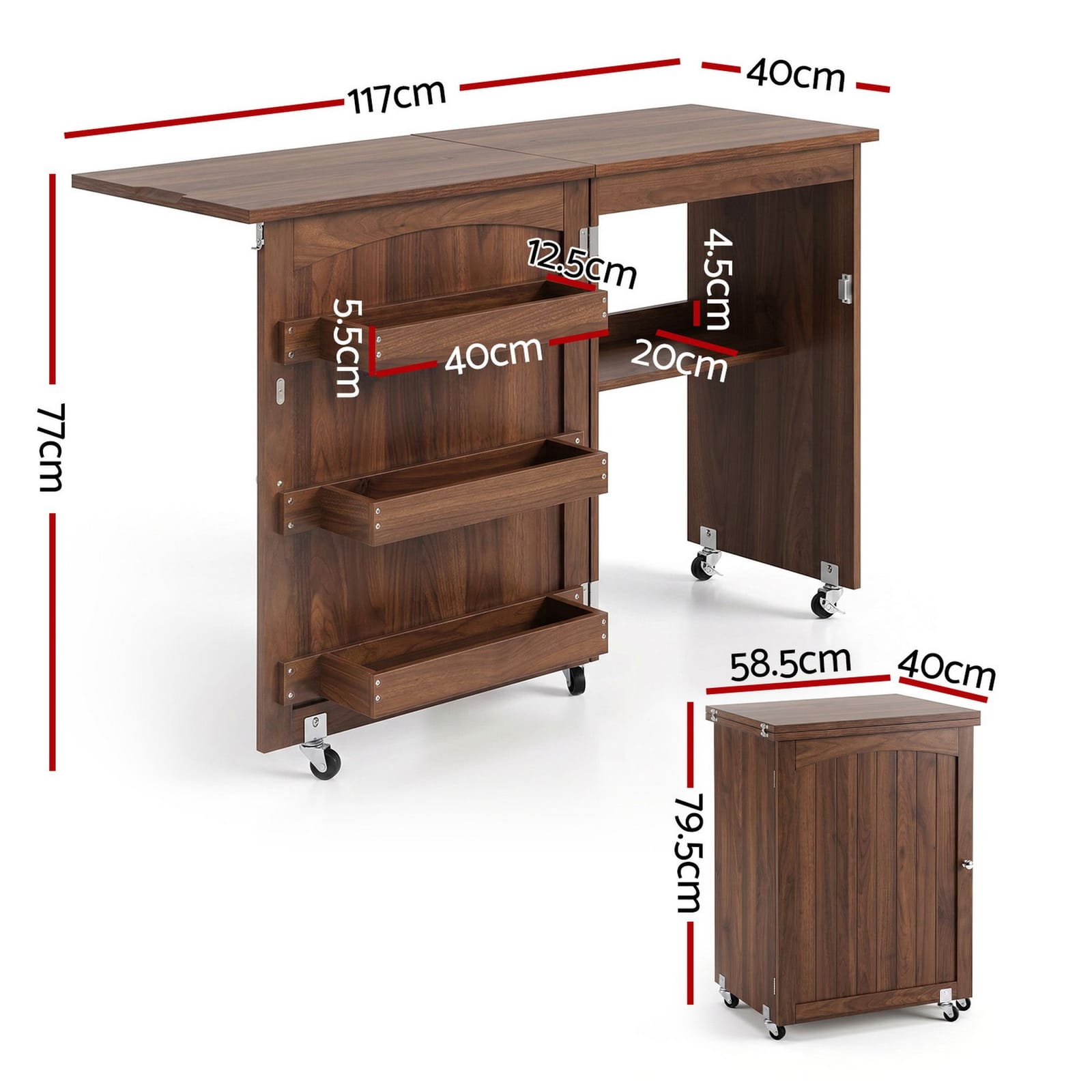 Folding Sewing Table Rolling Craft Station | HomeAndLiving - 4