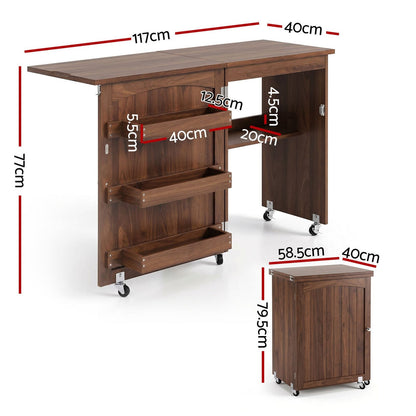 Folding Sewing Table Rolling Craft Station | HomeAndLiving - 4