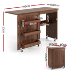 Folding Sewing Table Rolling Craft Station | HomeAndLiving