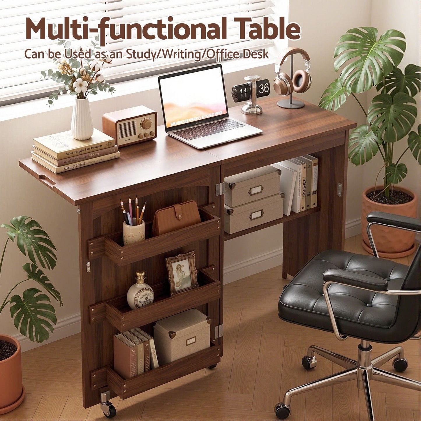Folding Sewing Table Rolling Craft Station | HomeAndLiving - 9