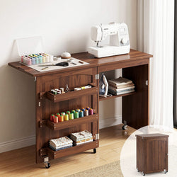 Folding Sewing Table Rolling Craft Station | HomeAndLiving