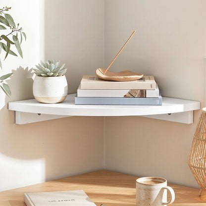 Corner Floating Wall Shelf White Round Edge | HomeAndLiving