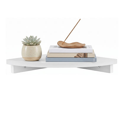 Corner Floating Wall Shelf White Round Edge | HomeAndLiving