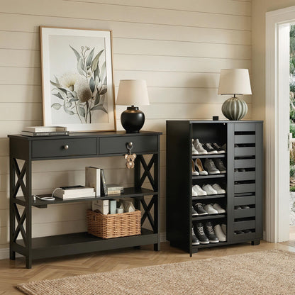 Shoe Cabinet Console Table Set Charging Station | HomeAndLiving