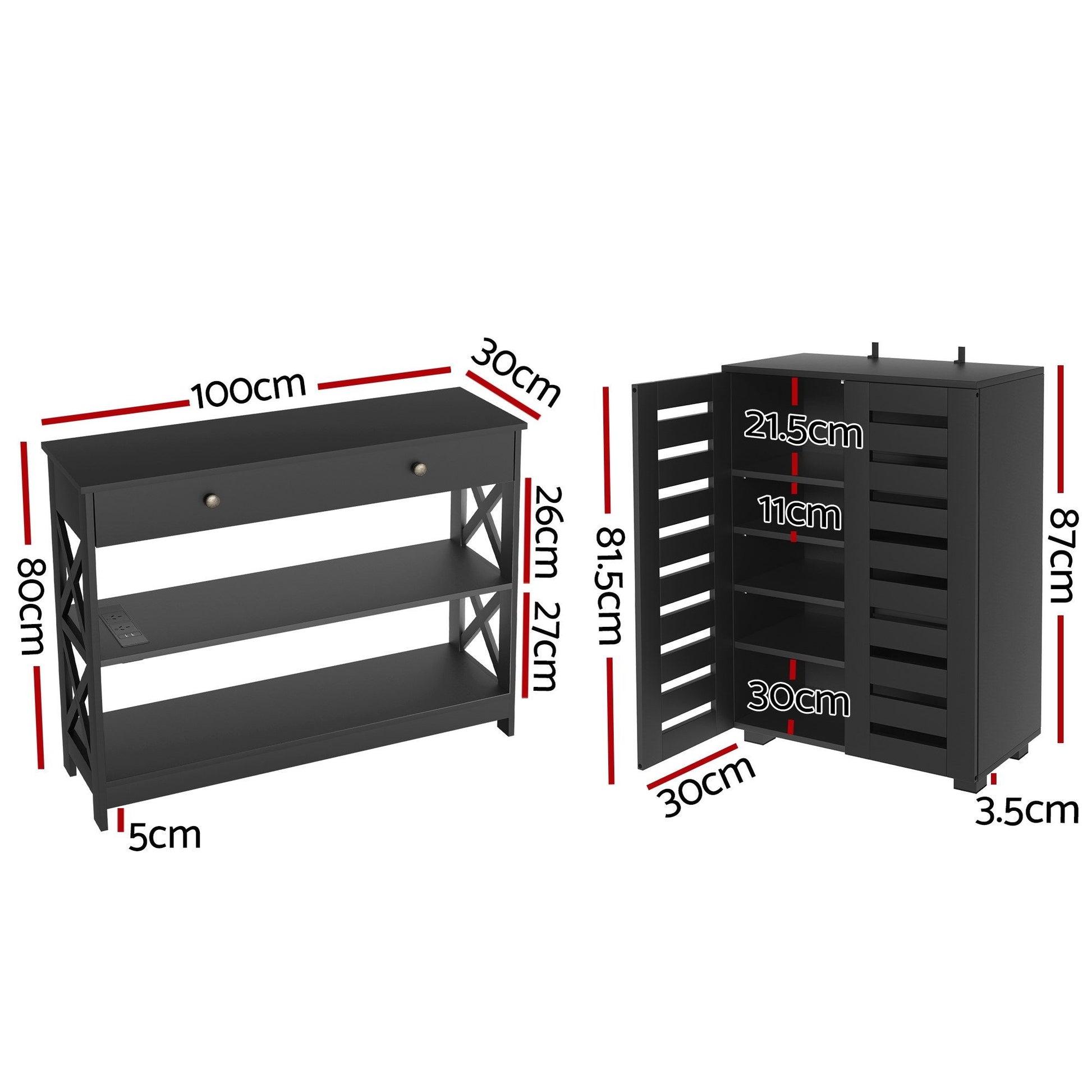 Shoe Cabinet Console Table Set Charging Station | HomeAndLiving