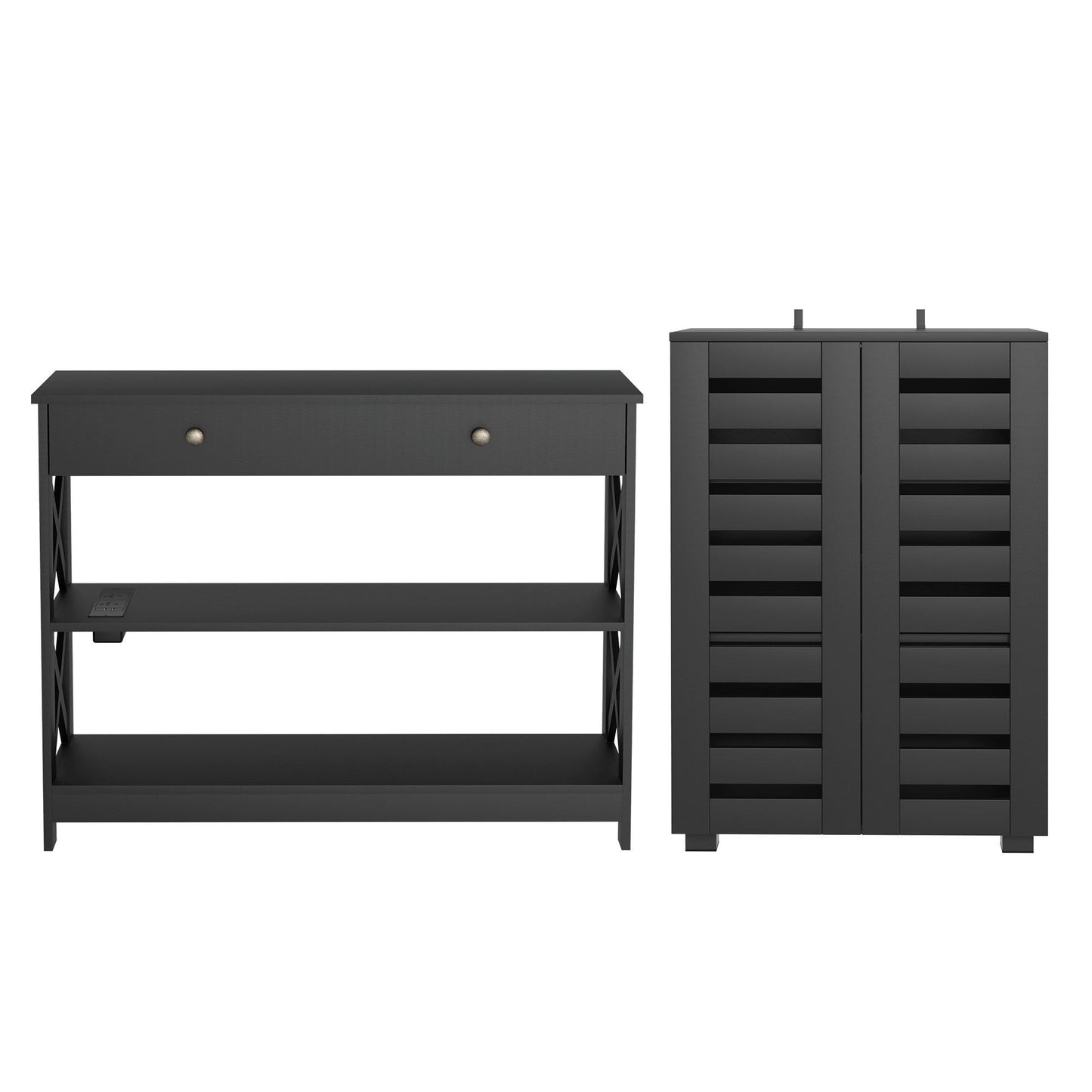 Shoe Cabinet Console Table Set Charging Station | HomeAndLiving