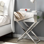 Mirrored Bedside Table Drawers Side Table Storage Nightstand Silver Moco