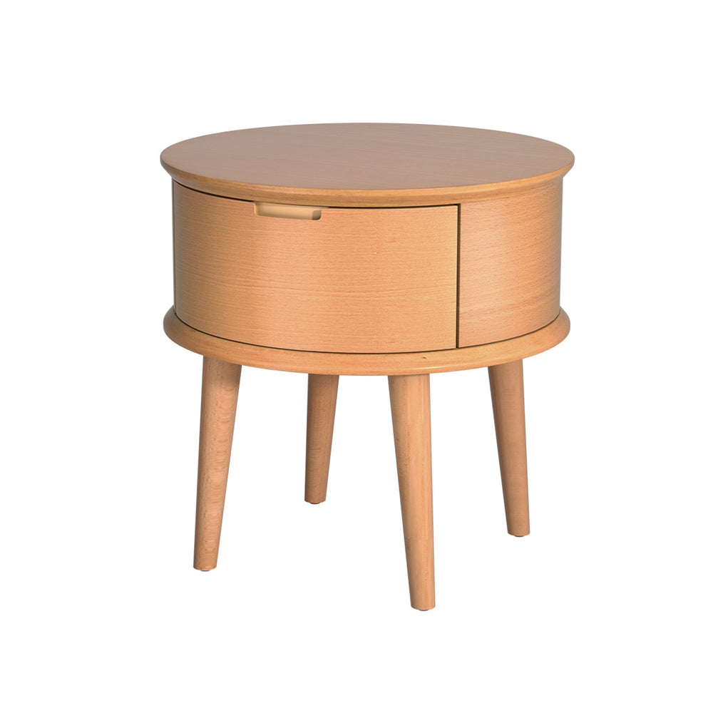 Bedside Table Drawers Curved Side End Table Storage Nightstand Oak Enzo