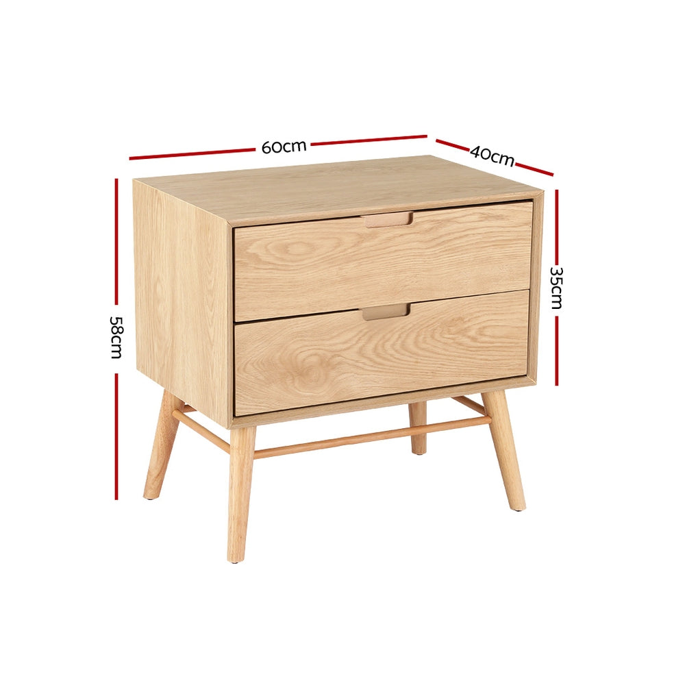 Stylish Oak Bedside Table with Drawers