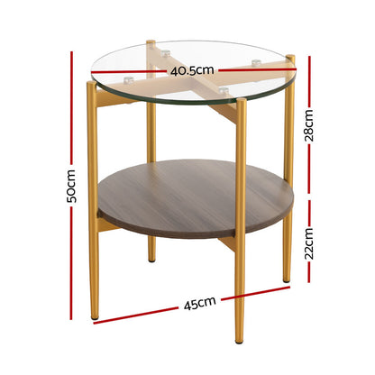 Coffee Table 45Cm Round Tempered Glass Carol