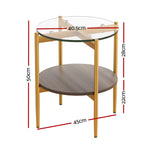 Metal Frame Glass Coffee Table for Bedside or Sofa