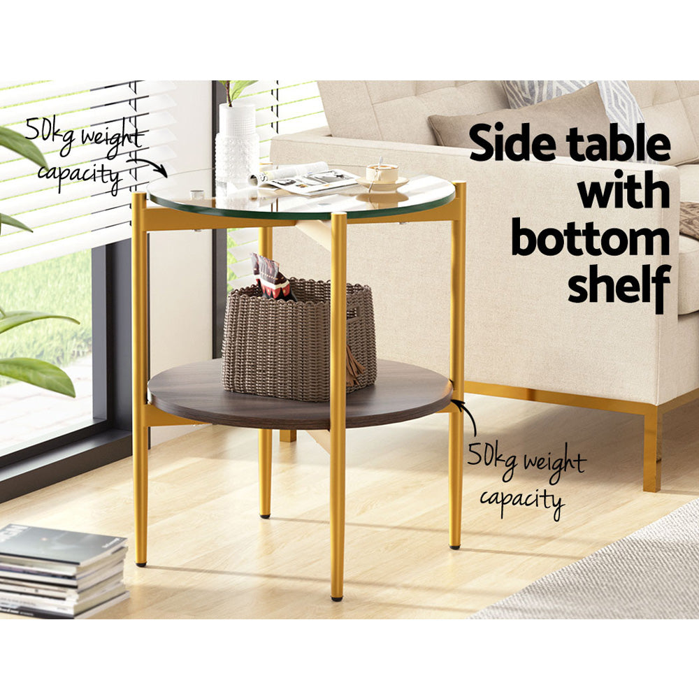 Coffee Table 45Cm Round Tempered Glass Carol