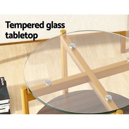 Coffee Table 45Cm Round Tempered Glass Carol