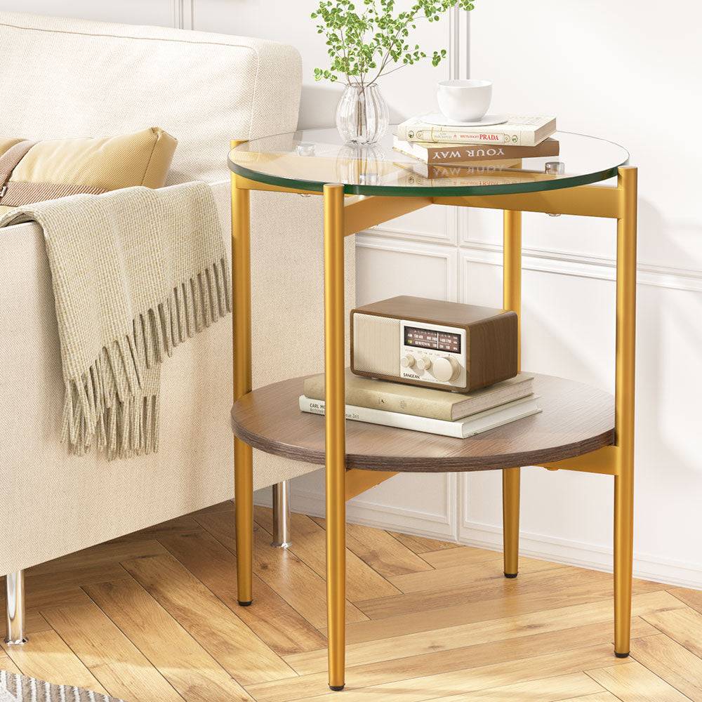Coffee Table 45Cm Round Tempered Glass Carol