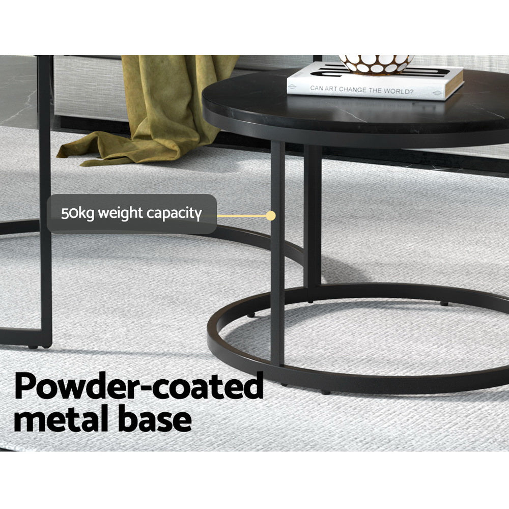 Nesting Coffee Table Set Of 2 Marble Effect Tika