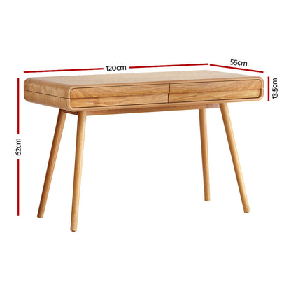 Computer Desk Drawer Natural Wood 100Cm