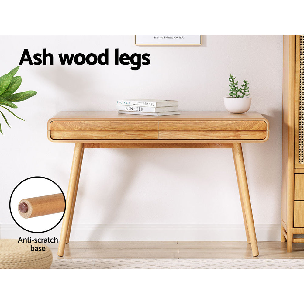 Computer Desk Drawer Natural Wood 100Cm