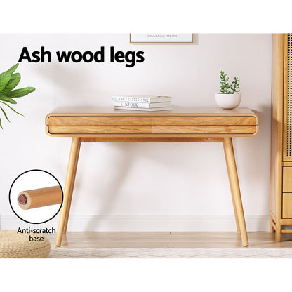 Computer Desk Drawer Natural Wood 100Cm