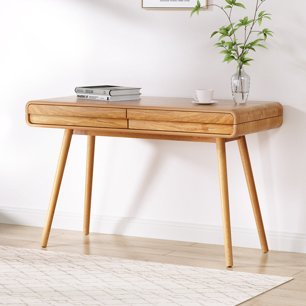 Computer Desk Drawer Natural Wood 100Cm