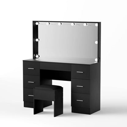 Vanity Desk Black Led Makeup 119x40x143cm