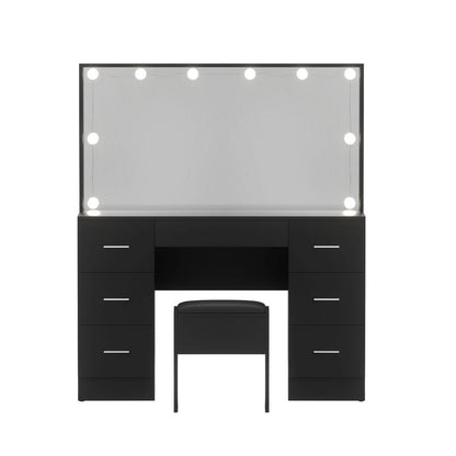 Vanity Desk Black Led Makeup 119x40x143cm