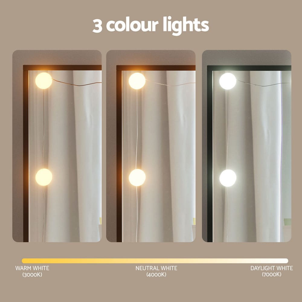 Vanity Desk Black Led Makeup 119x40x143cm