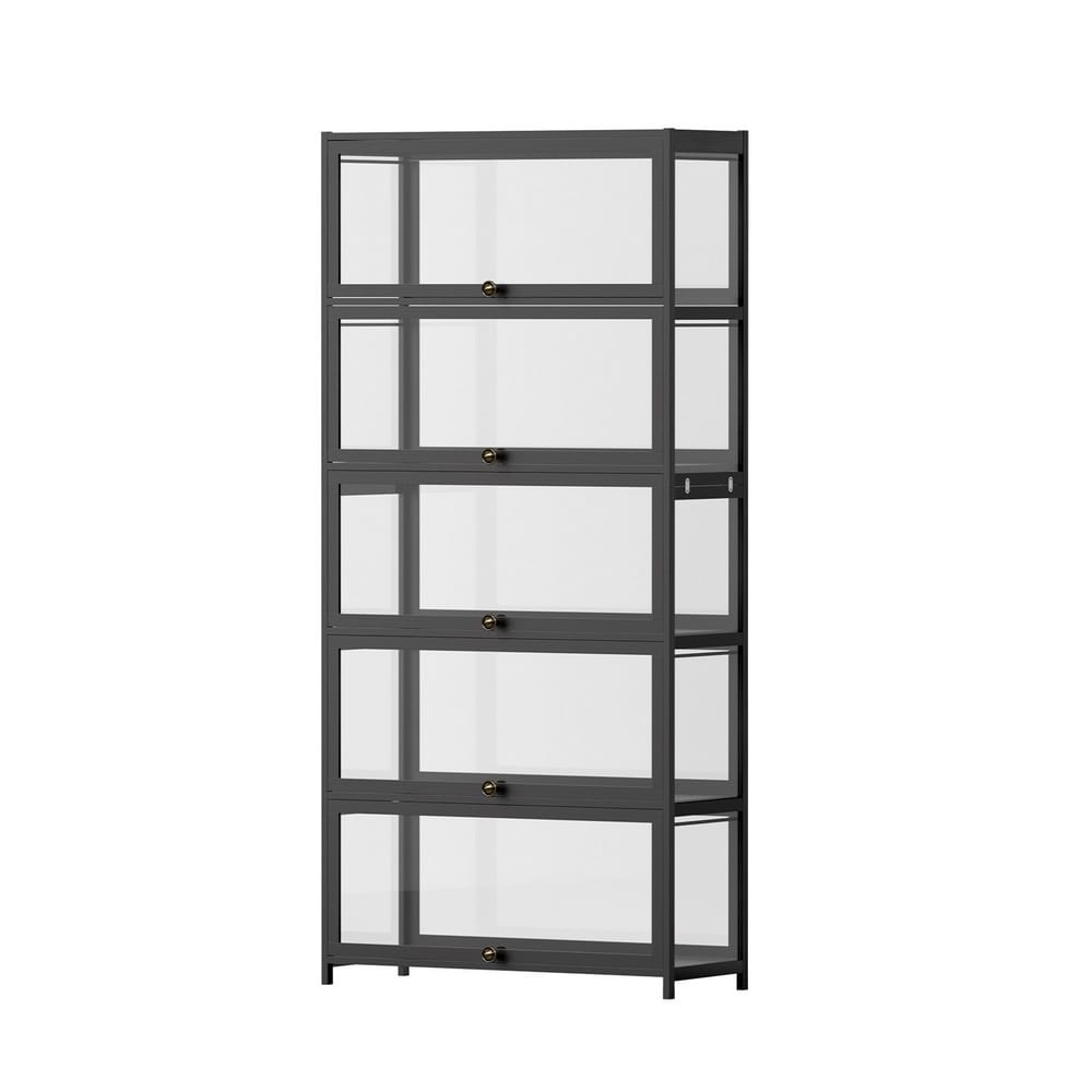 5-Tier Black Display Cabinet 78.5x32x172cm