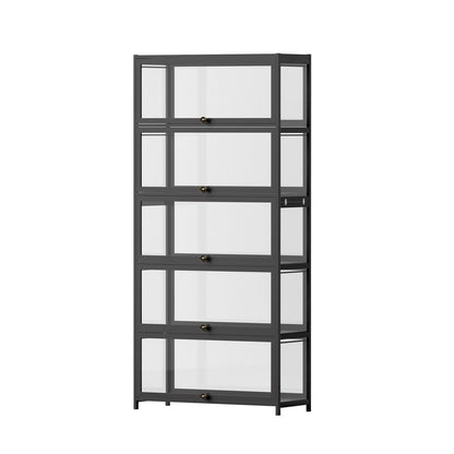 5-Tier Black Display Cabinet 78.5x32x172cm