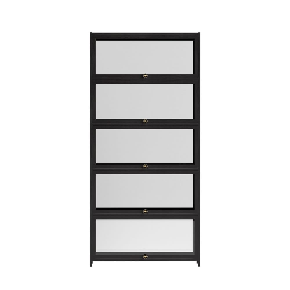 5-Tier Black Display Cabinet 78.5x32x172cm