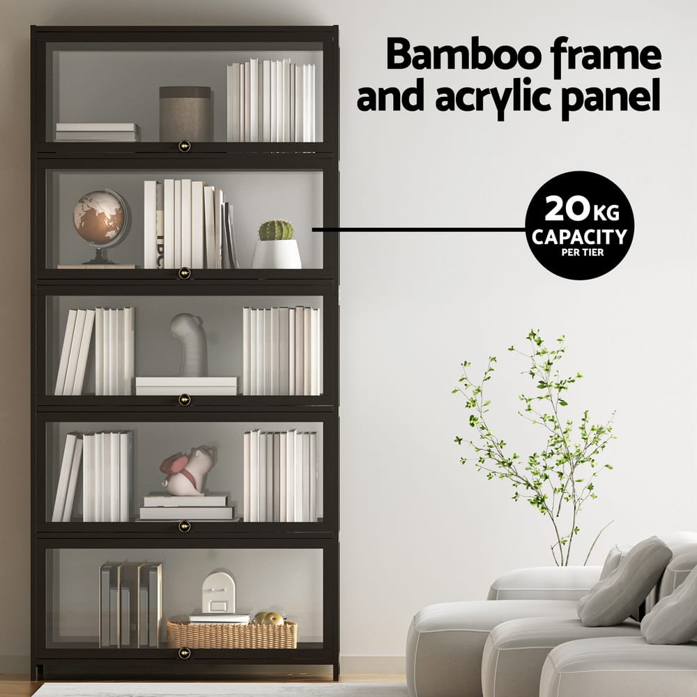 5-Tier Black Display Cabinet 78.5x32x172cm