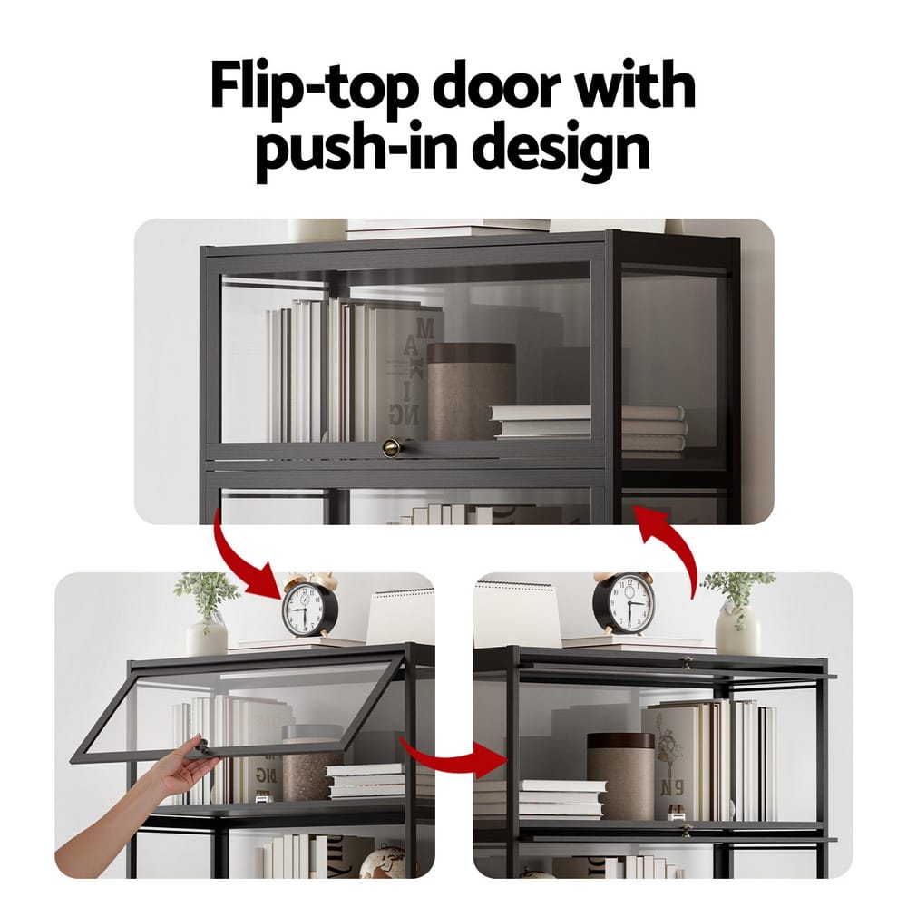 5-Tier Black Display Cabinet 78.5x32x172cm
