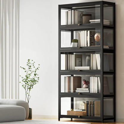 5-Tier Black Display Cabinet 78.5x32x172cm