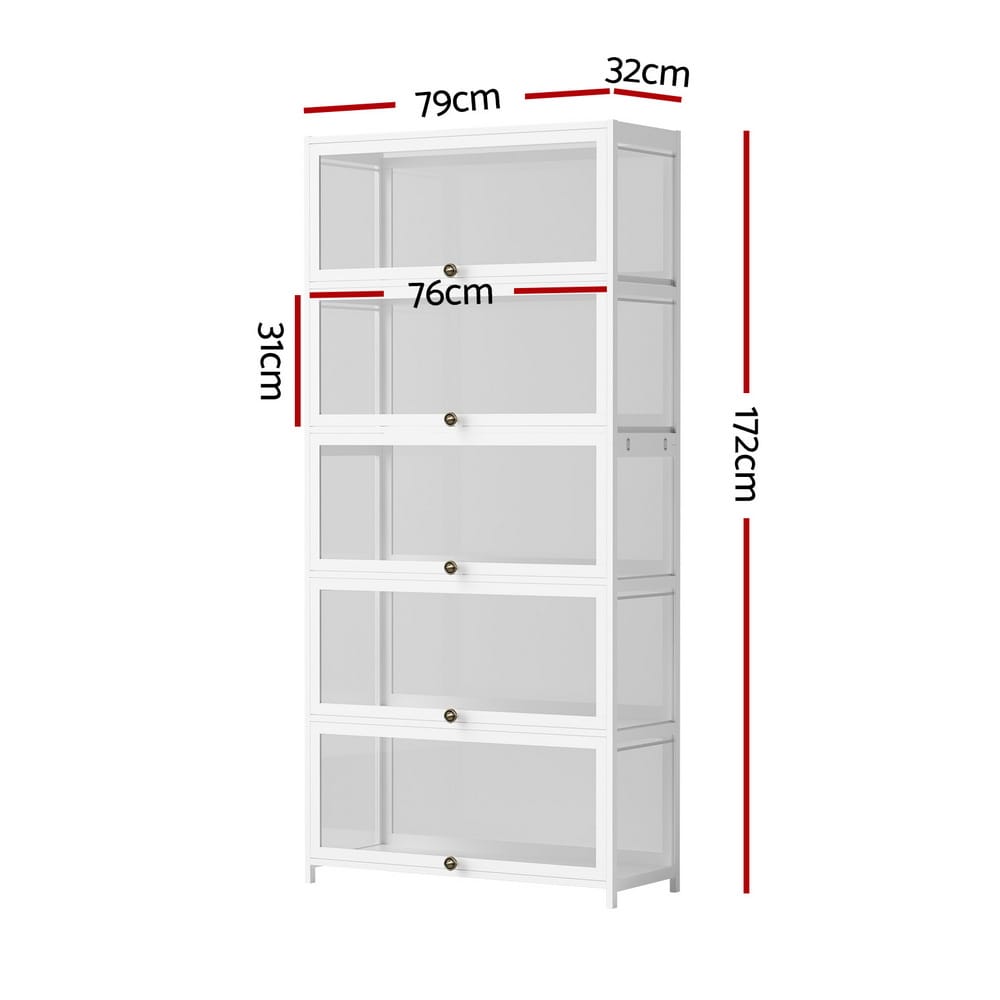 White 5-Tier Storage Bookshelf 78.5x32x172cm