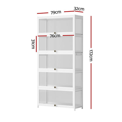 White 5-Tier Storage Bookshelf 78.5x32x172cm