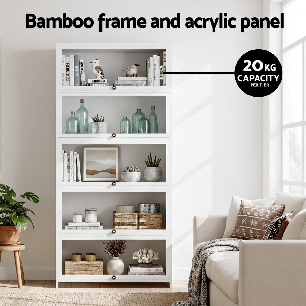 White 5-Tier Storage Bookshelf 78.5x32x172cm