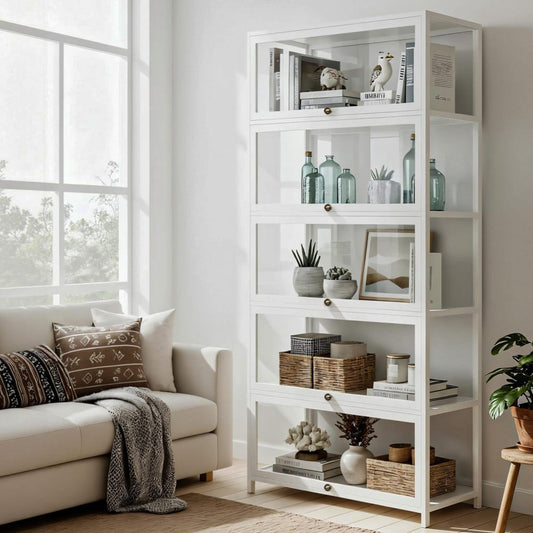White 5-Tier Storage Bookshelf 78.5x32x172cm