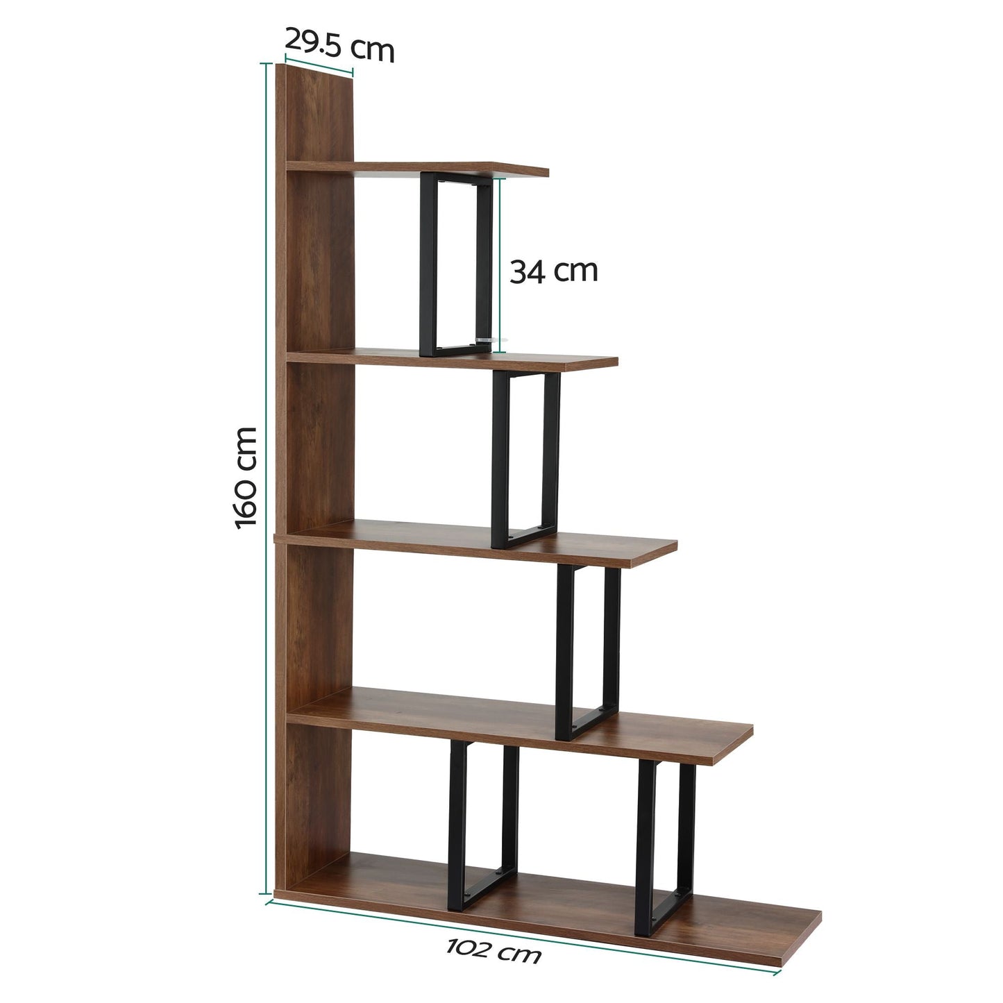 5 Tier Corner Ladder Bookshelf Walnut Bookcase | Home & Living - 3