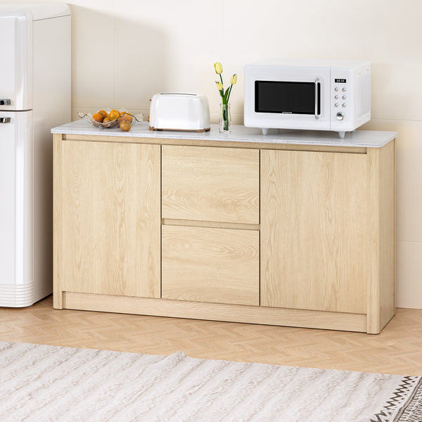  Buffet Sideboard Marble Style Tabletop - Pine