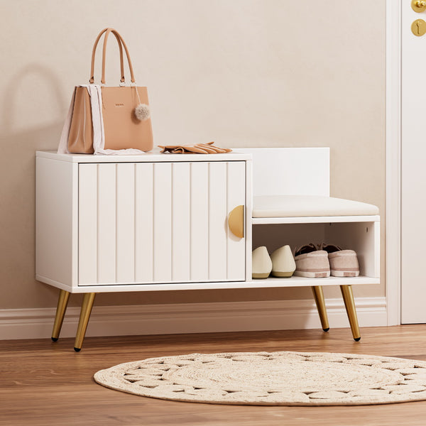  Shoe Rack Cabinet Bench 6 Pairs White