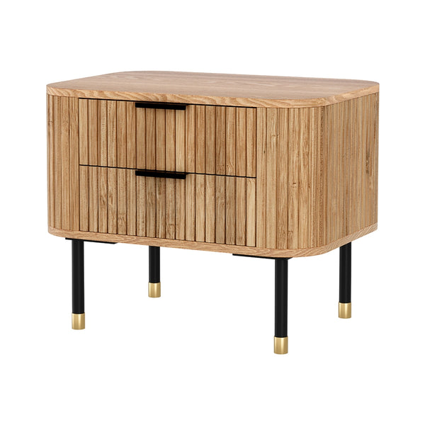  Bedside Table 2 Drawers Paulownia Wood Pine