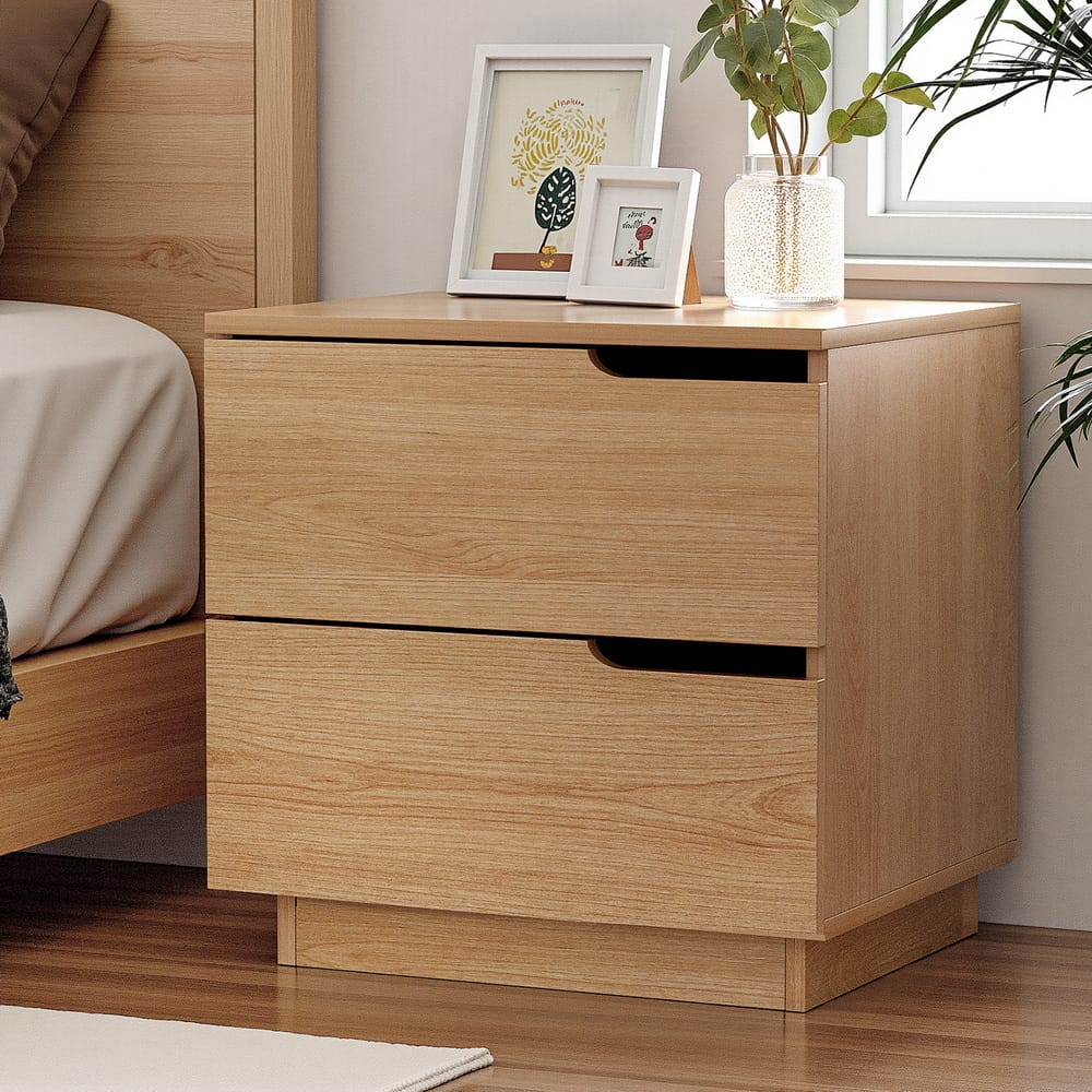 Bedside Table 2 Drawers Pine 48x40x48.5cm