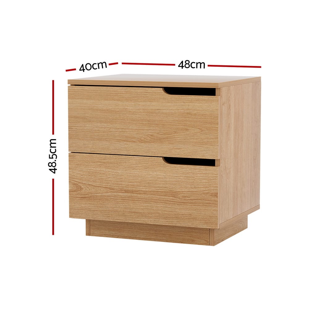 Bedside Table 2 Drawers Pine 48x40x48.5cm